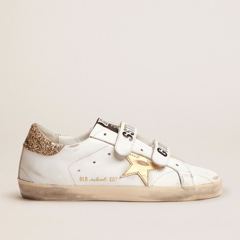 Golden Goose Women's Old School With Gold Star In Laminated Leather GWF00111.F002154.10272