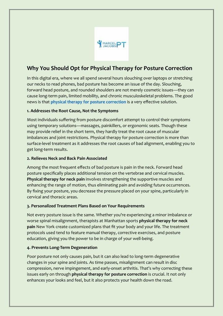 PPT - Why You Should Opt for Physical Therapy for Posture Correction