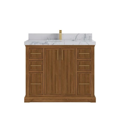 Alys Teak Wood 42 in. W x 22 in. D Single Sink Bathroom Vanity Profile Picture