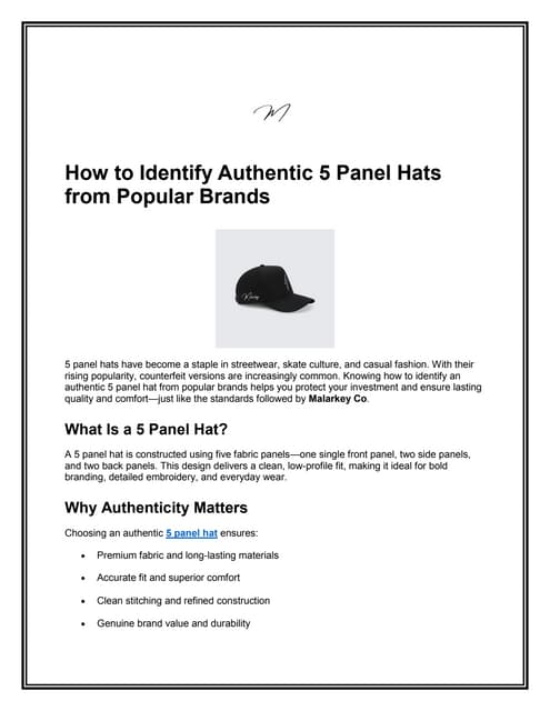How to Identify Authentic 5 Panel Hats from Popular Brands